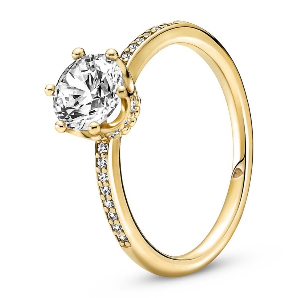 Pandora Clear Sparkling Crown Solitaire Ring Size 7